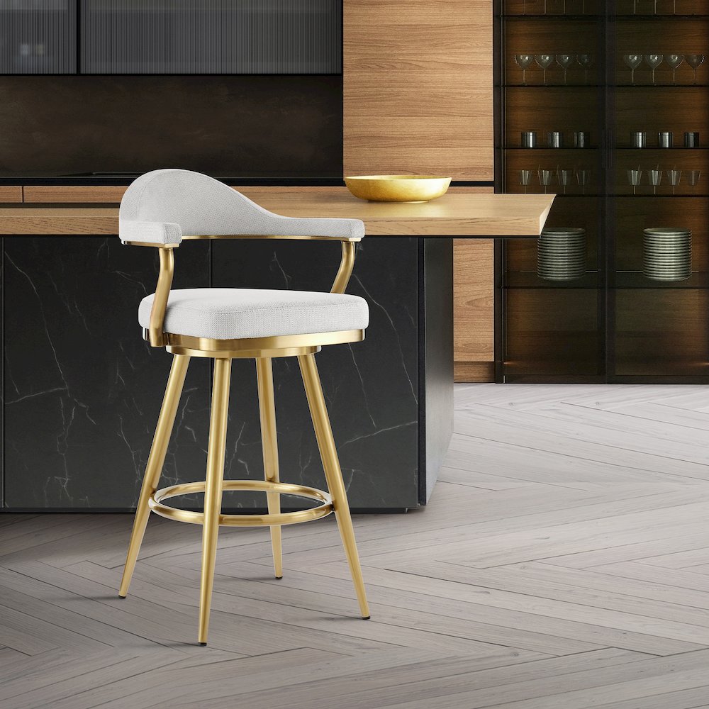 Justin 26" Swivel Counter Stool with Gold Brushed Stainless Steel. Picture 10