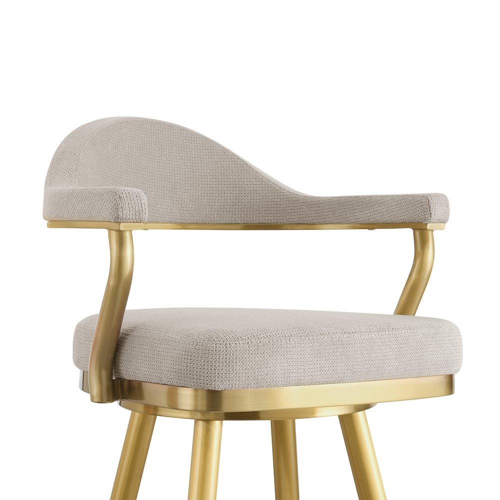 Justin 26" Swivel Counter Stool with Gold Brushed Stainless Steel. Picture 4