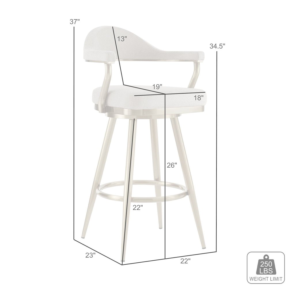 Justin 26" Swivel Counter Stool with Gold Brushed Stainless Steel. Picture 9