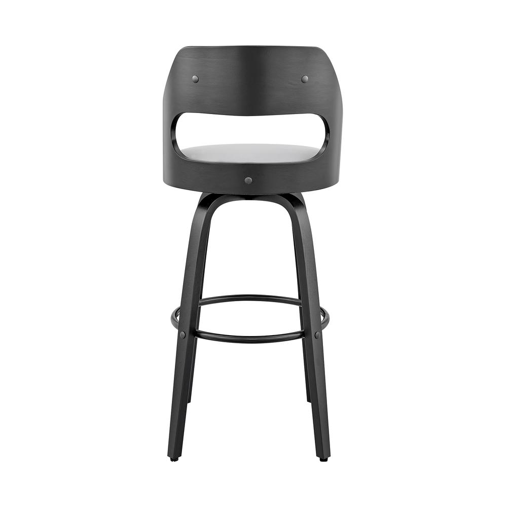 Julius 26" Gray Faux Leather and Black Wood Bar Stool. Picture 5