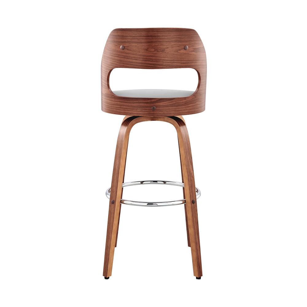 Julius 30" Gray Faux Leather and Walnut Wood Bar Stool. Picture 5