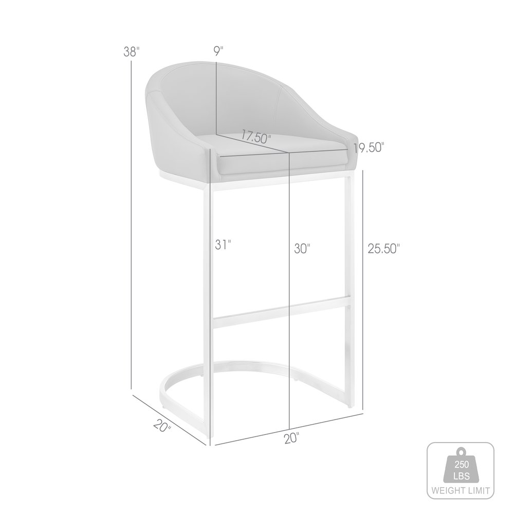 Katherine Bar or Counter Stool in Faux Leather and Metal. Picture 10