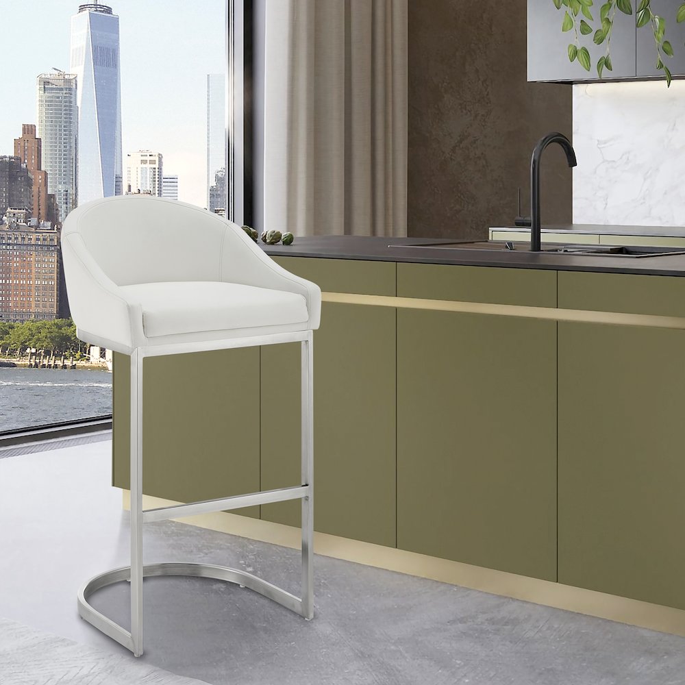 Katherine Bar or Counter Stool in Faux Leather and Metal. Picture 9
