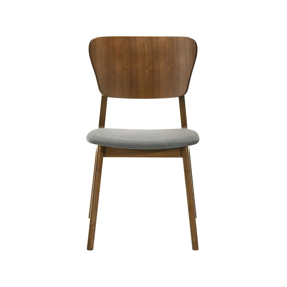 Kalia Wood Dining Chair in Walnut Finish with Charcoal Fabric - Set of 2. Picture 3