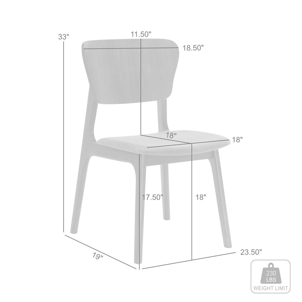 Kalia Wood Dining Chair in Walnut Finish with Charcoal Fabric - Set of 2. Picture 7