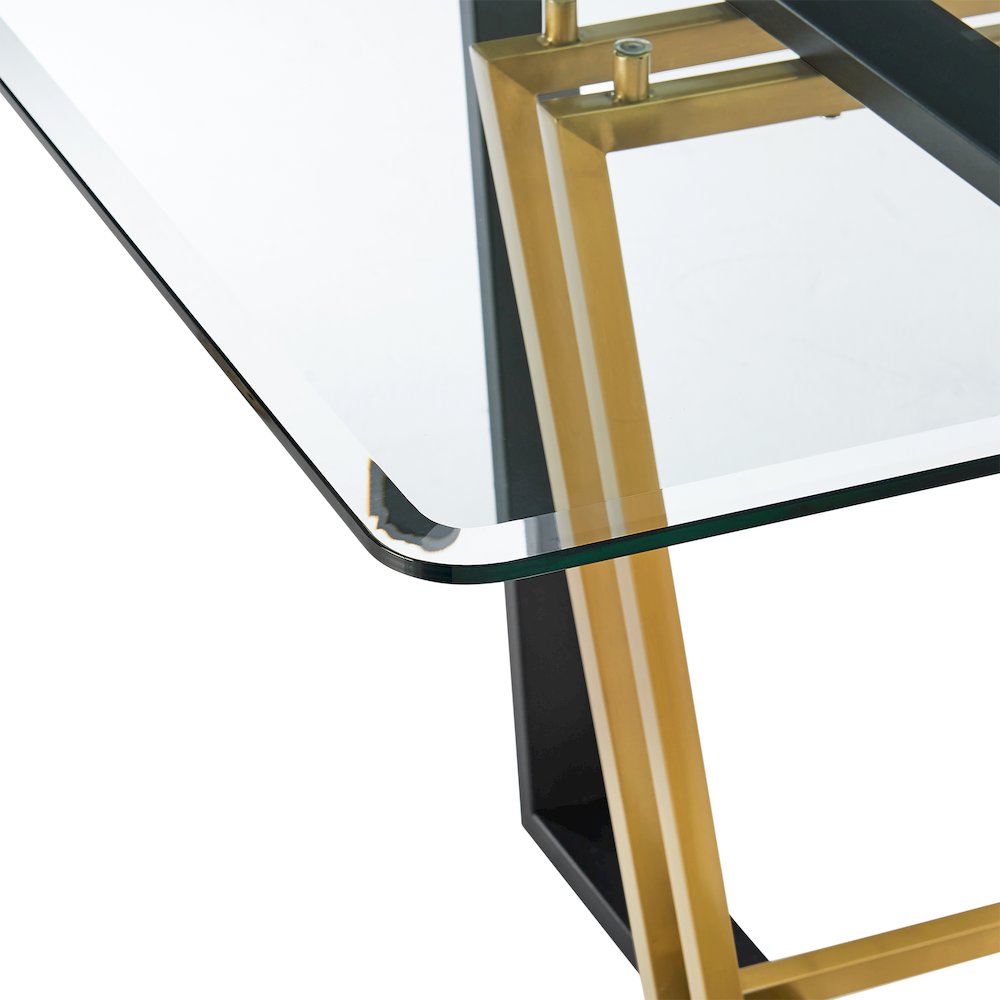 Kai 72" Rectangular Dining Table in Gold Stainless Steel. Picture 4