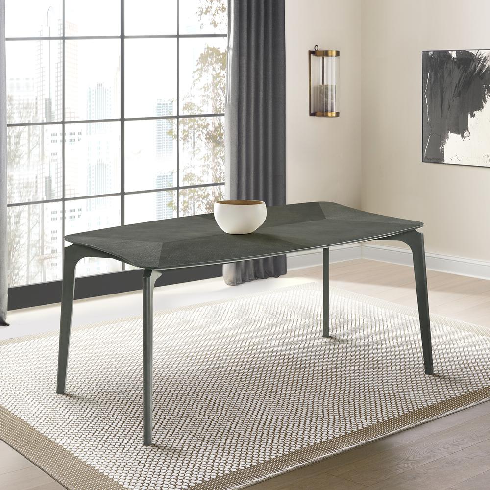 Kalia Wood Dining Table in Gray Finish. Picture 7
