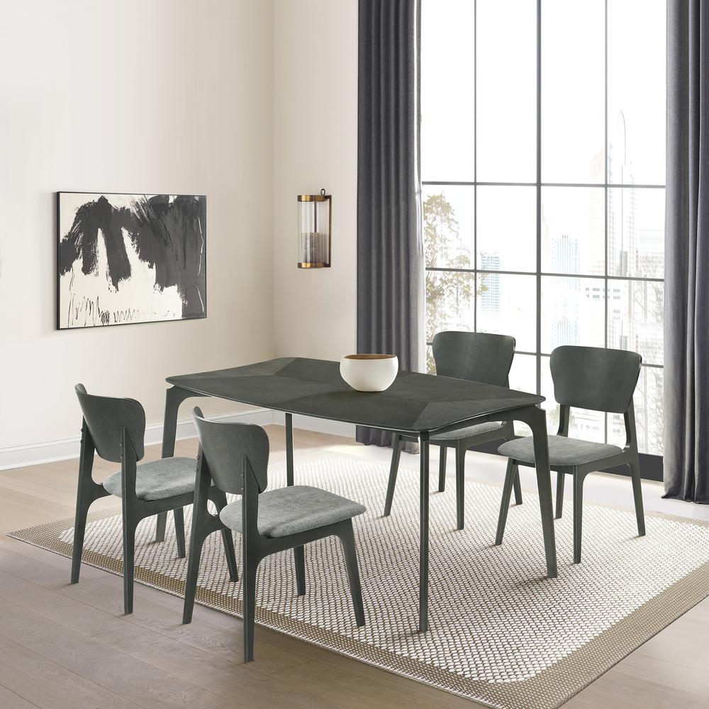 Kalia Wood Dining Table in Gray Finish. Picture 8