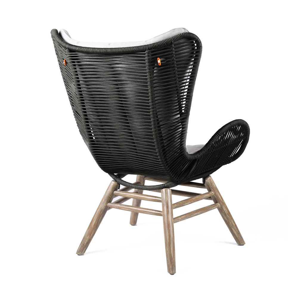 King Indoor Outdoor Lounge Chair in Light Eucalyptus Wood with Truffle Rope and Grey Cushion. Picture 2