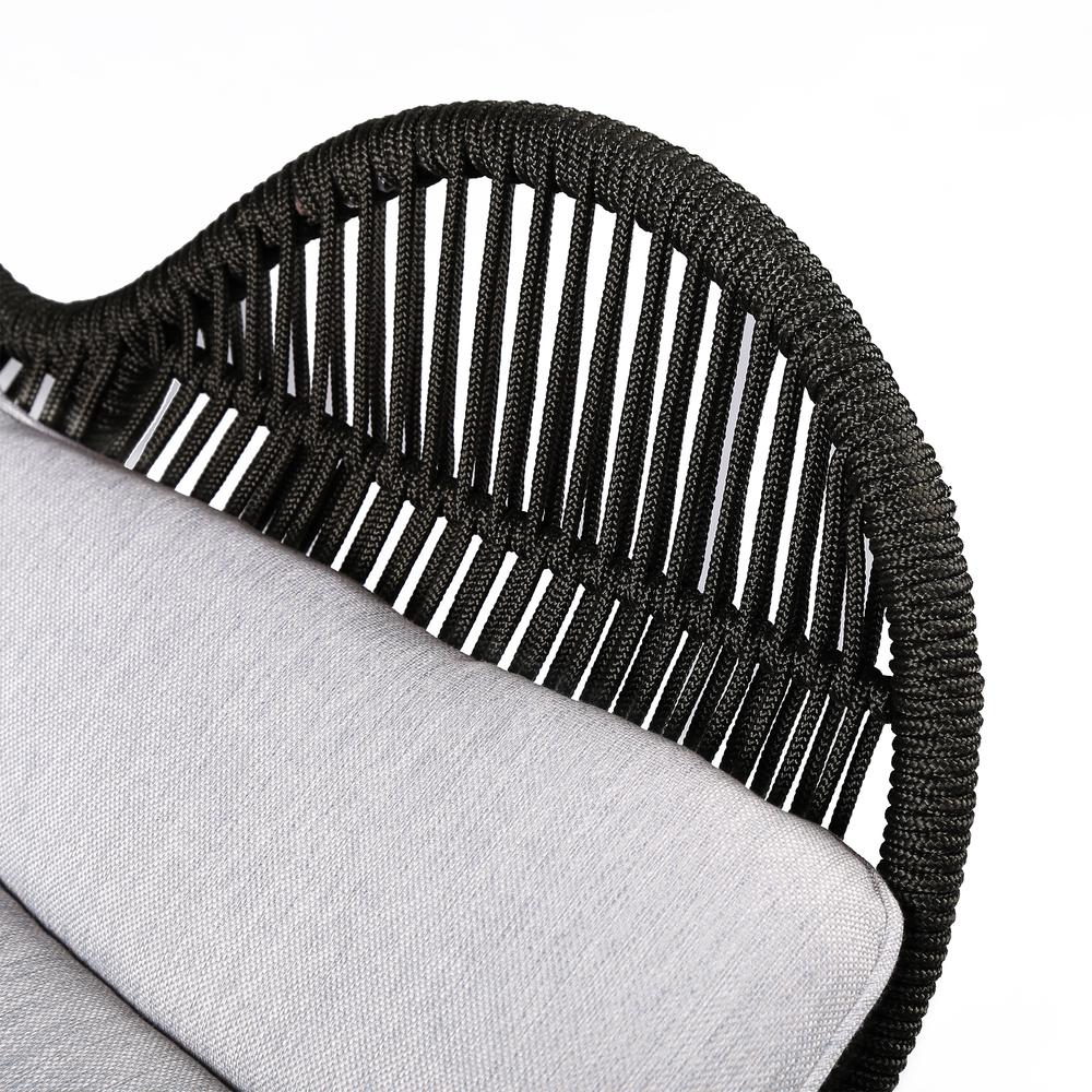 King Indoor Outdoor Lounge Chair in Light Eucalyptus Wood with Truffle Rope and Grey Cushion. Picture 3