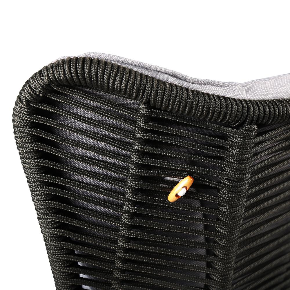 King Indoor Outdoor Lounge Chair in Light Eucalyptus Wood with Truffle Rope and Grey Cushion. Picture 4