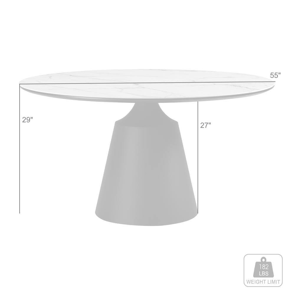 Knox Round Dining Table with Stone Top and Black Metal Base. Picture 7