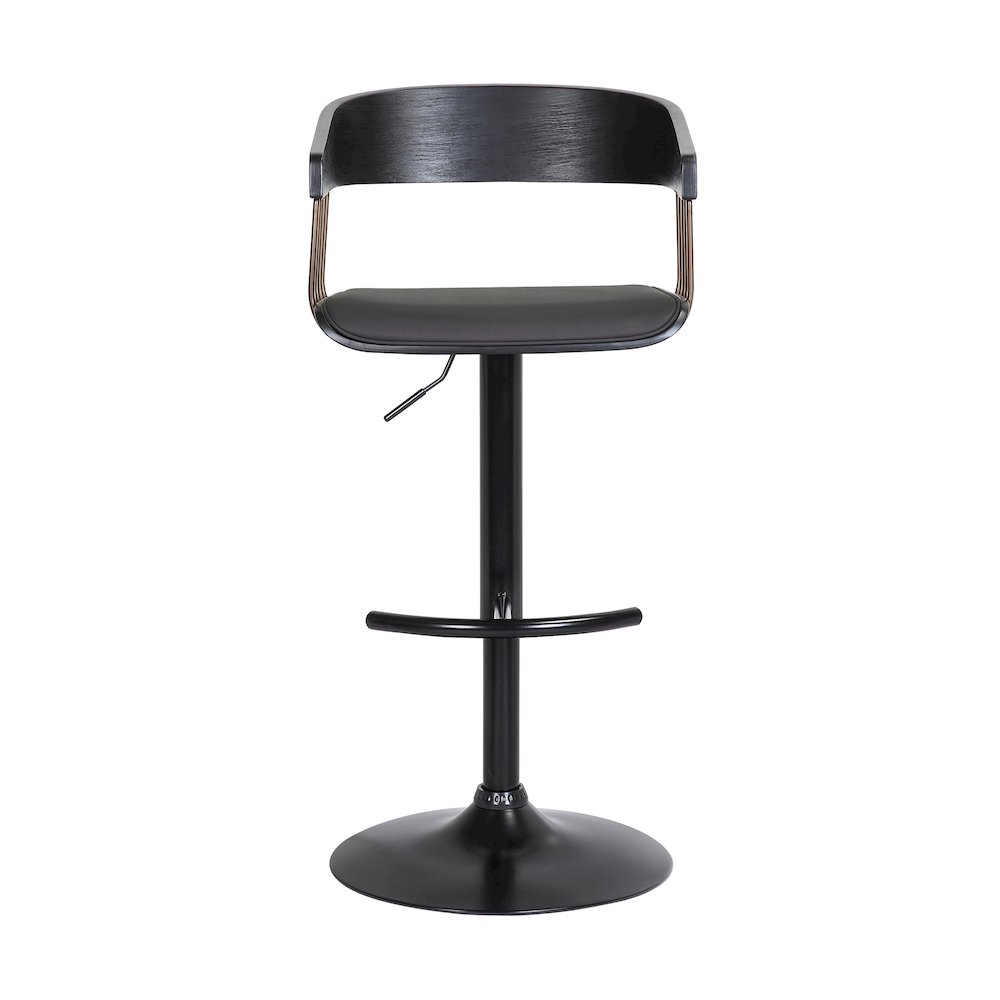 Larisa Upholstered Wood Adjustable Bar Stool with Black Metal Base. Picture 2