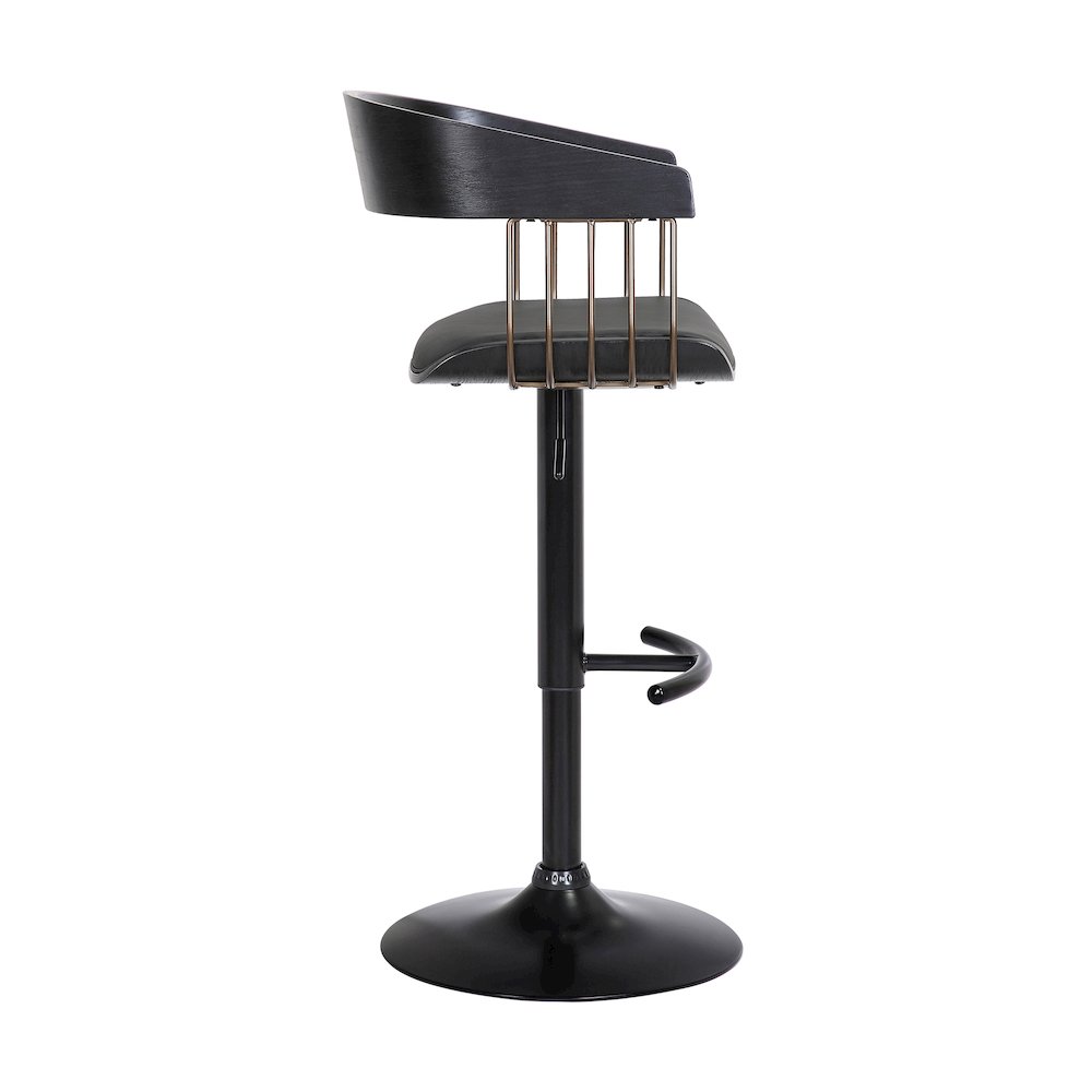 Larisa Upholstered Wood Adjustable Bar Stool with Black Metal Base. Picture 3