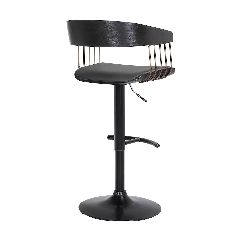 Larisa Upholstered Wood Adjustable Bar Stool with Black Metal Base. Picture 4