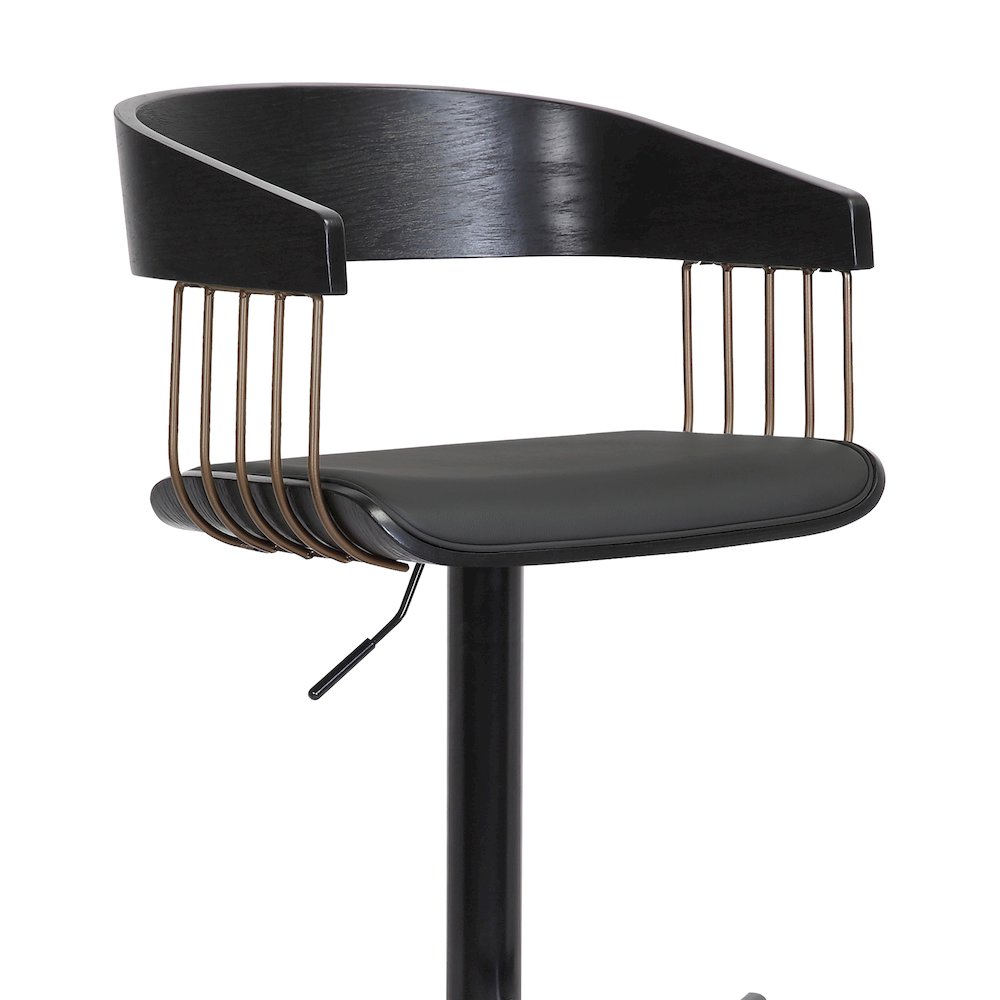 Larisa Upholstered Wood Adjustable Bar Stool with Black Metal Base. Picture 6