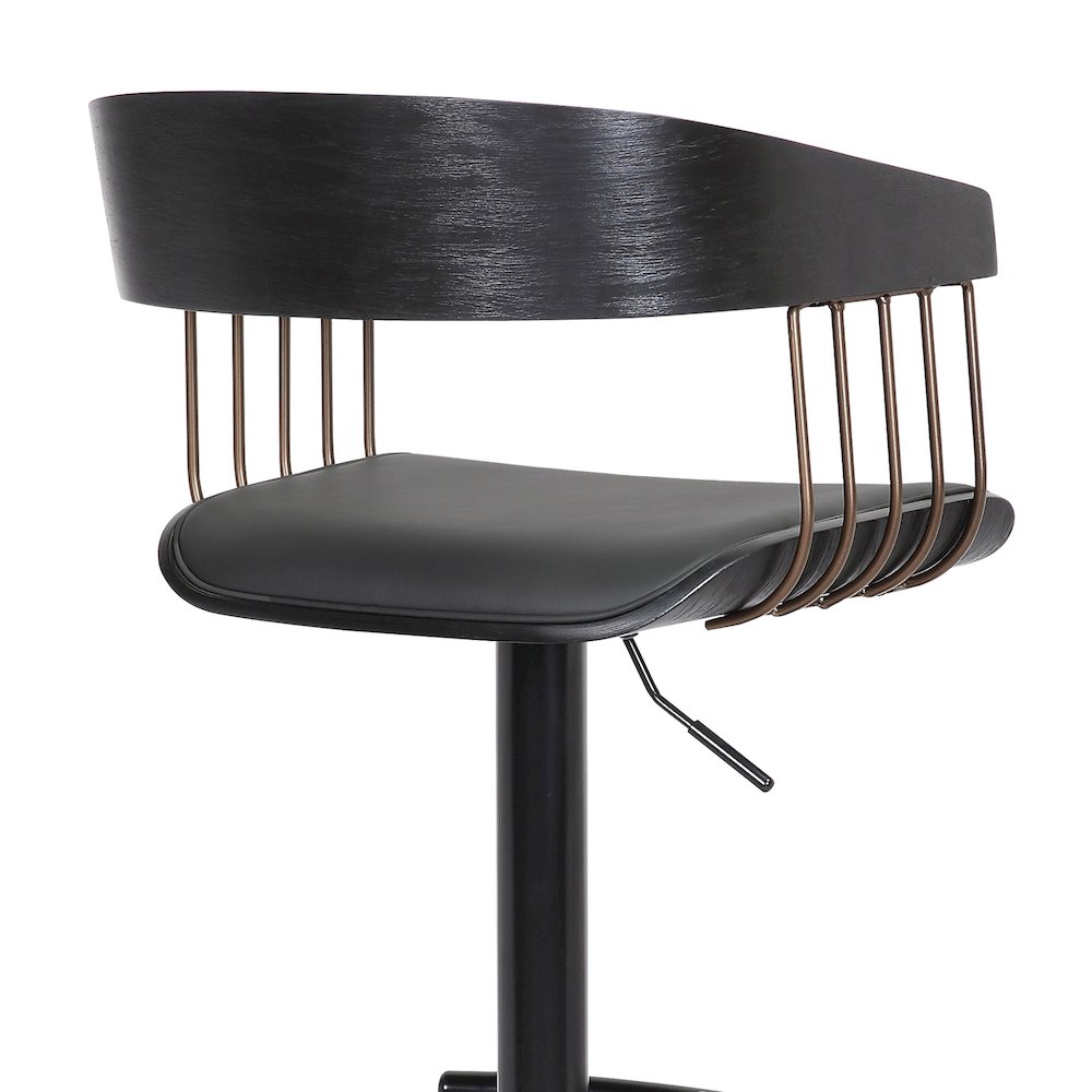 Larisa Upholstered Wood Adjustable Bar Stool with Black Metal Base. Picture 7