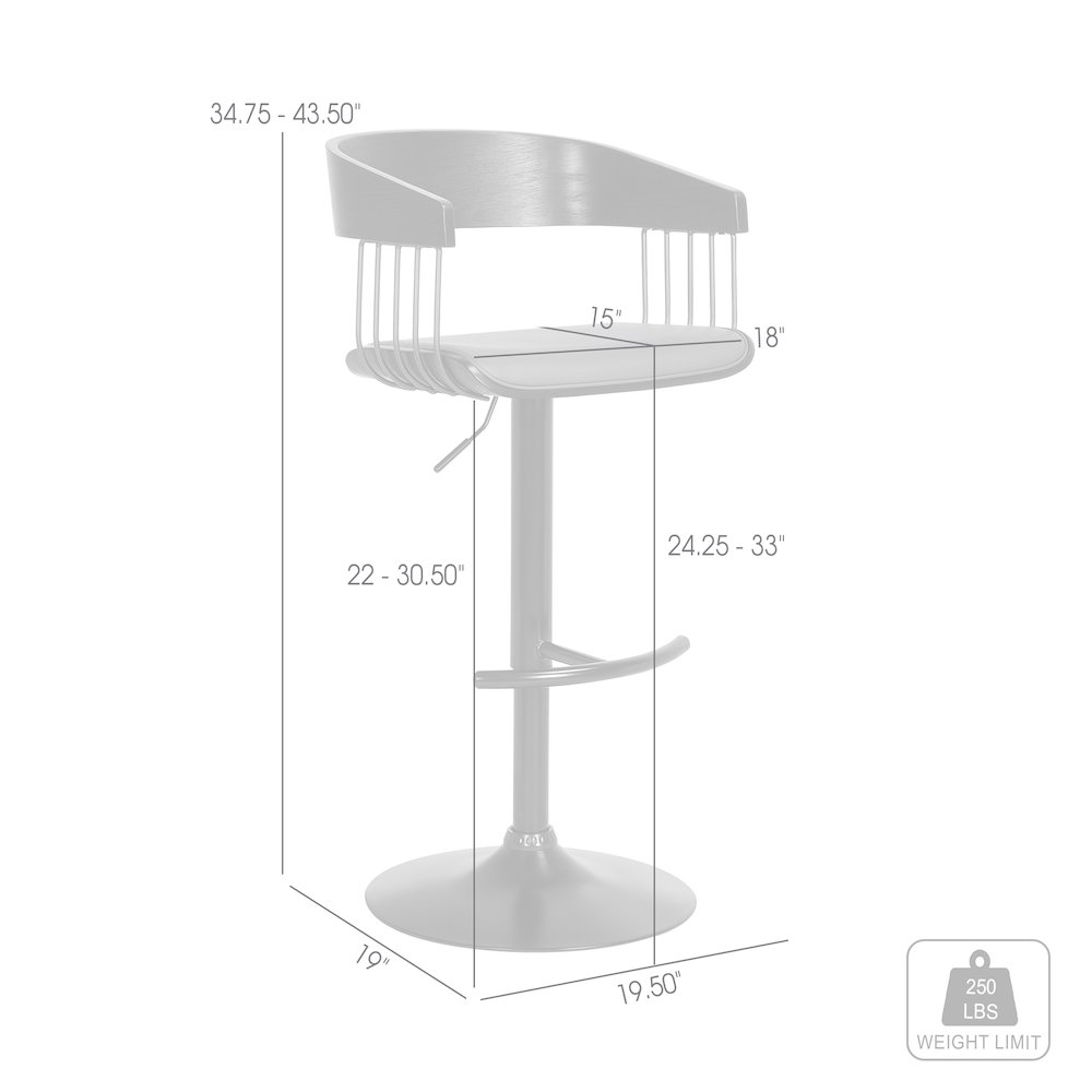 Larisa Upholstered Wood Adjustable Bar Stool with Black Metal Base. Picture 10