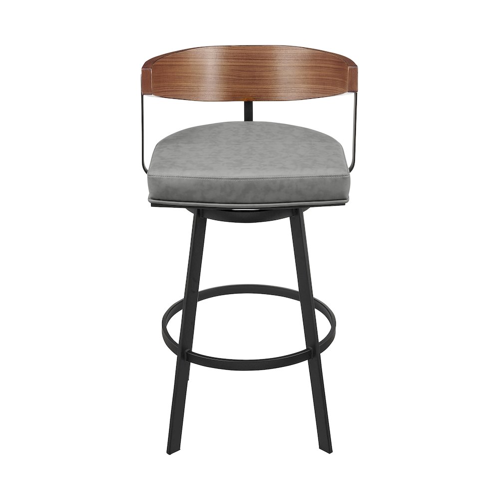 30" Swivel Bar Stool in Black Iron with Walnut Finish. Picture 2