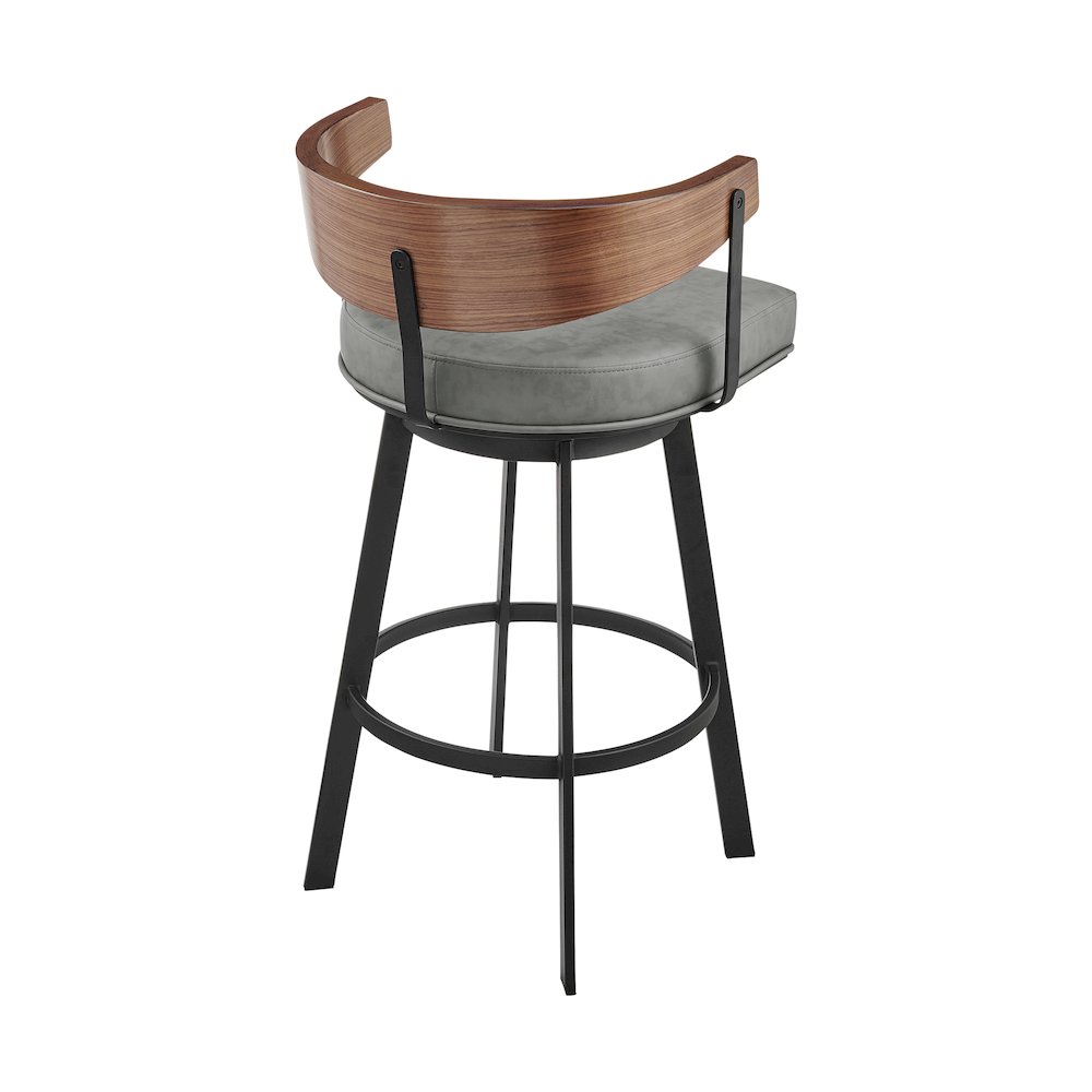 30" Swivel Bar Stool in Black Iron with Walnut Finish. Picture 3