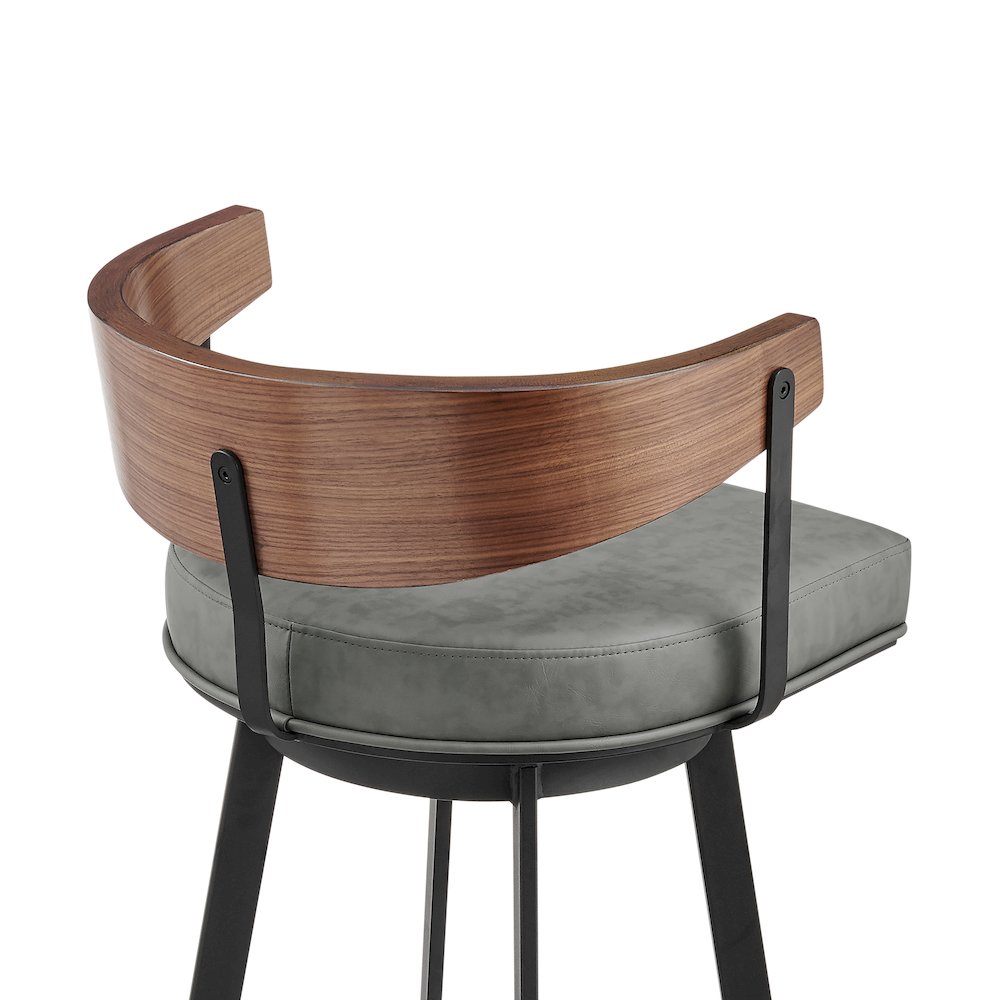 30" Swivel Bar Stool in Black Iron with Walnut Finish. Picture 5