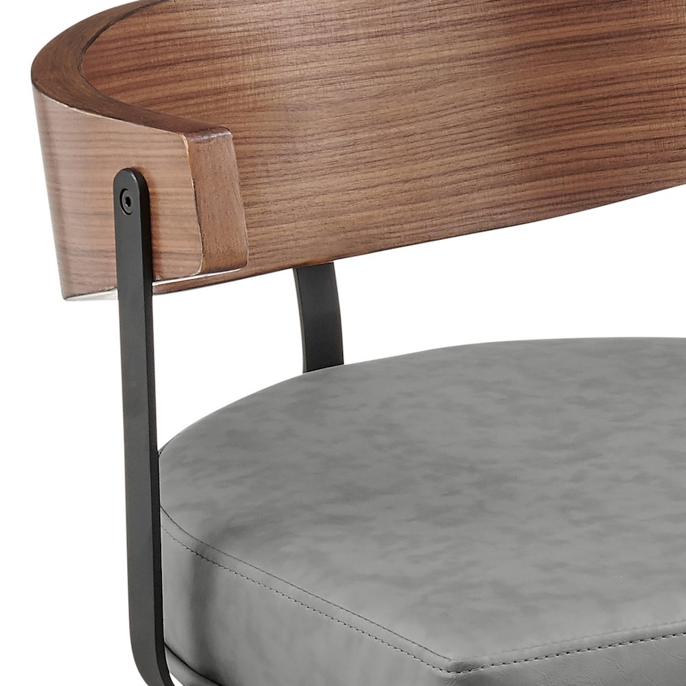 30" Swivel Bar Stool in Black Iron with Walnut Finish. Picture 6