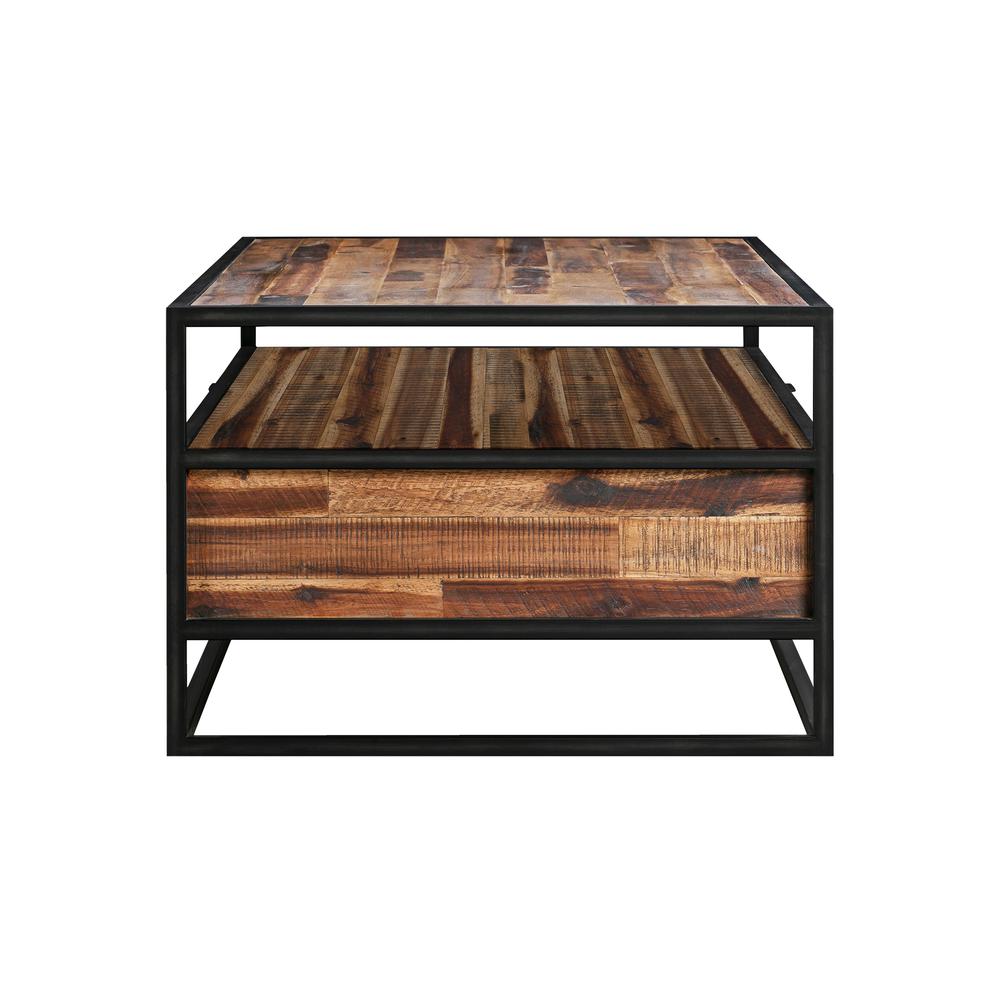 Ludgate Rectangle Coffee Table with Shelf in Acacia and Black Metal. Picture 3