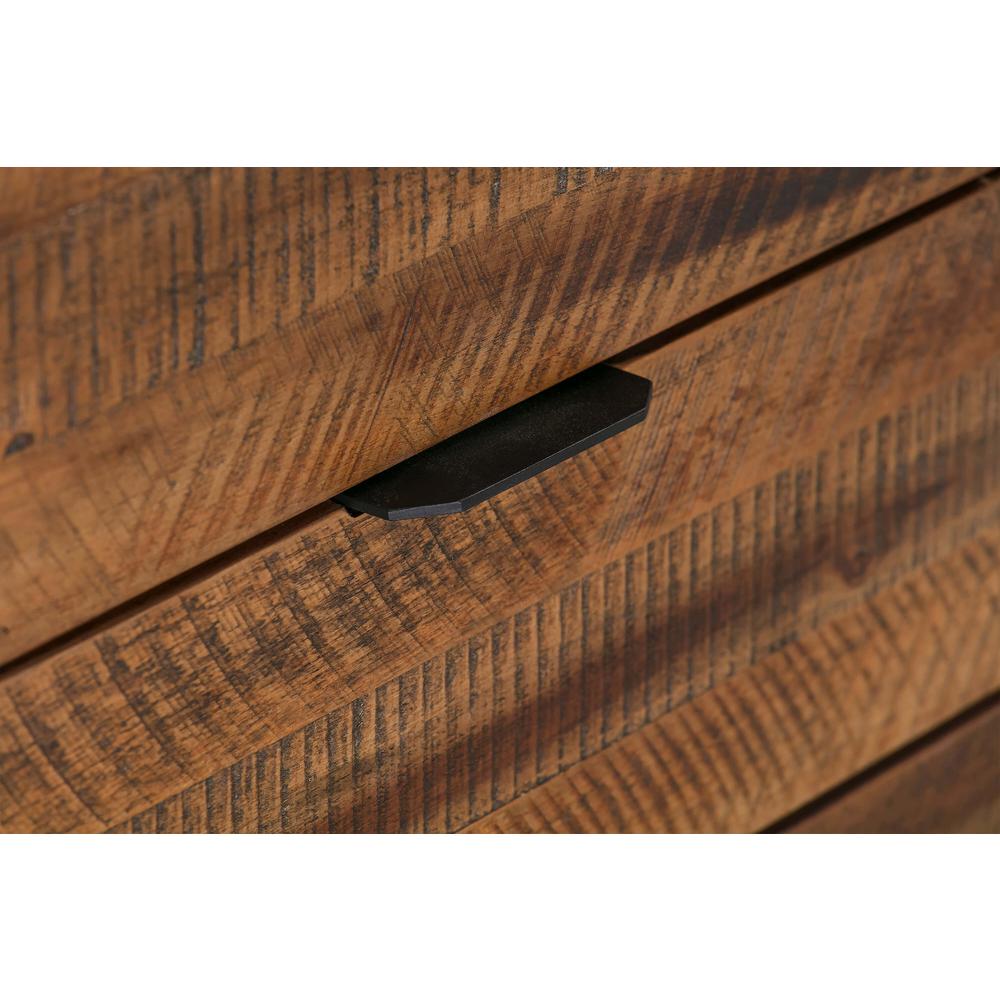 Ludgate Rectangle Coffee Table with Shelf in Acacia and Black Metal. Picture 4