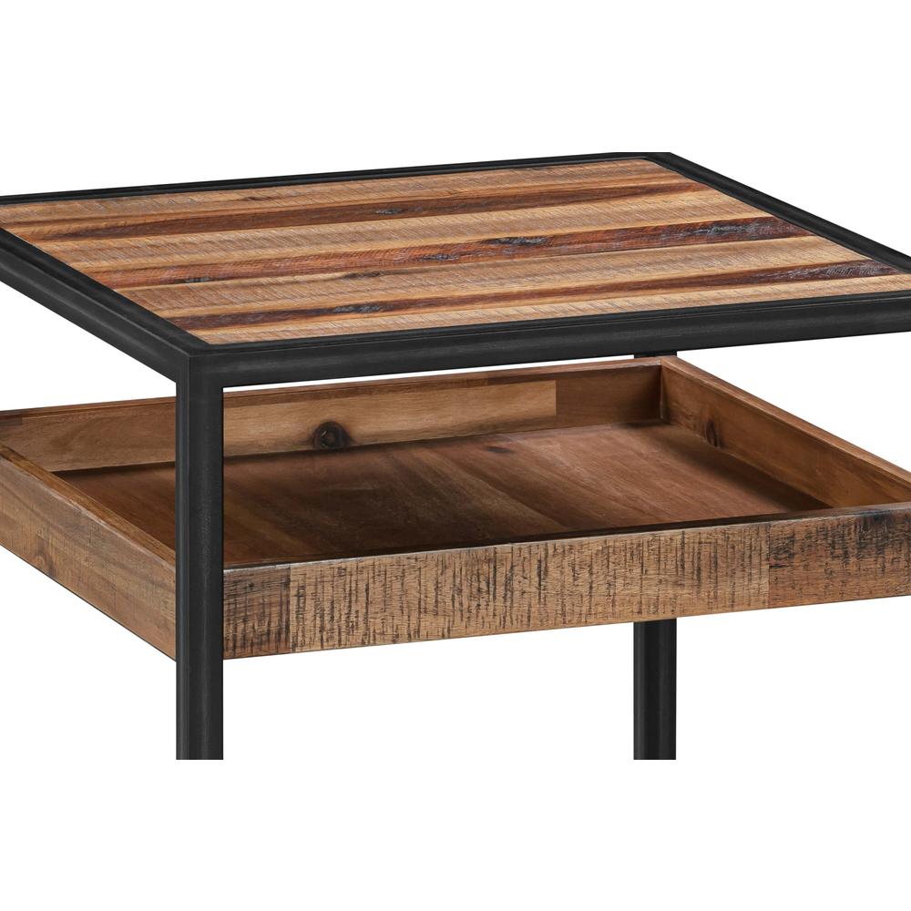 Ludgate Square End Table with Shelf in Acacia and Black Metal. Picture 2