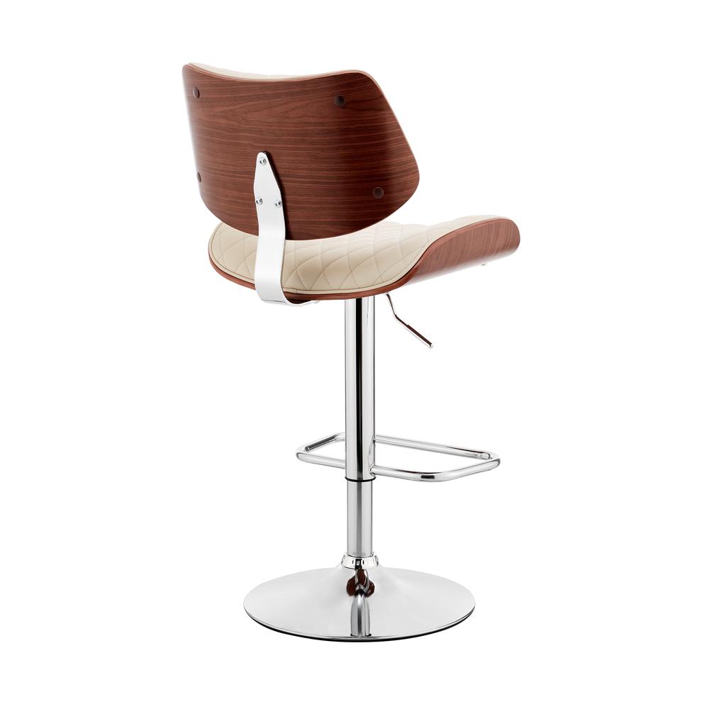 Leland Adjustable Cream Faux Leather and Chrome Finish Bar Stool. Picture 4