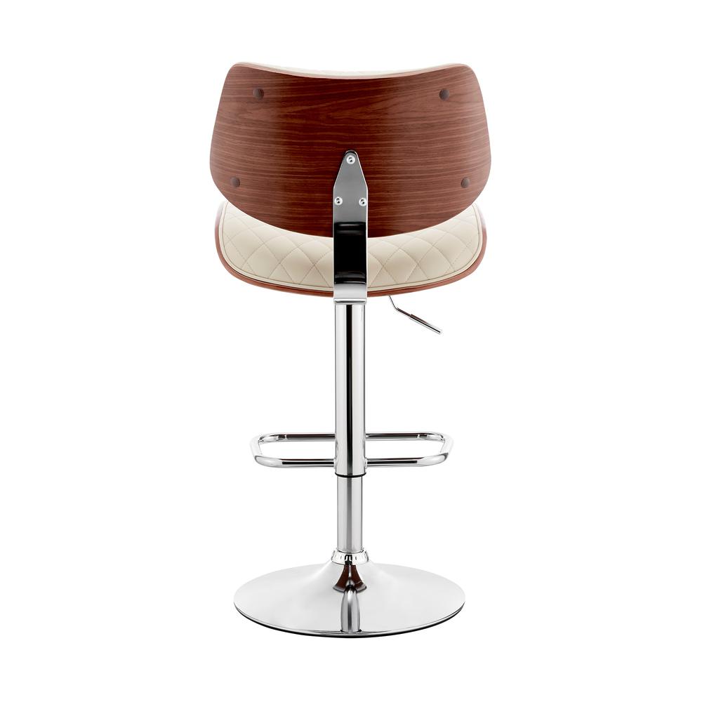 Leland Adjustable Cream Faux Leather and Chrome Finish Bar Stool. Picture 5