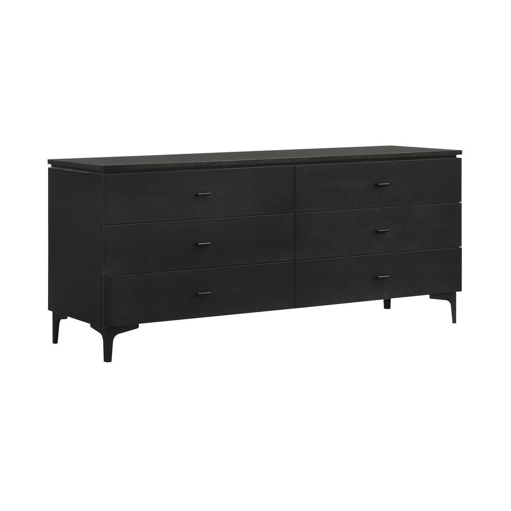 Legend Black Glaze Ash Veneer 6 Drawer Dresser with Metal Legs. Picture 2