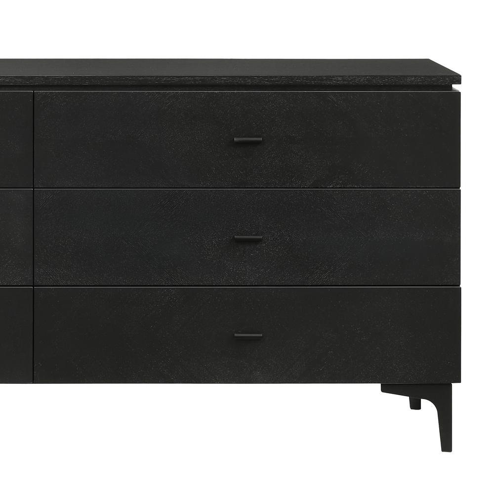 Legend Black Glaze Ash Veneer 6 Drawer Dresser with Metal Legs. Picture 4