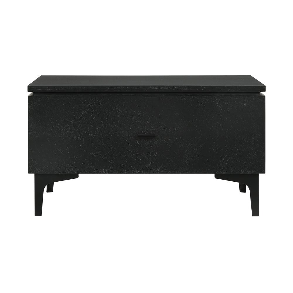 Legend Black Glaze Ash Veneer 1 Drawer Nightstand with Metal Legs. Picture 1