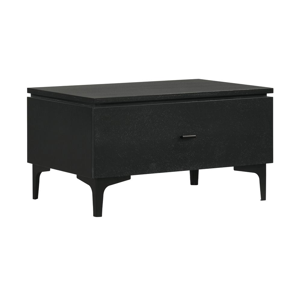 Legend Black Glaze Ash Veneer 1 Drawer Nightstand with Metal Legs. Picture 2