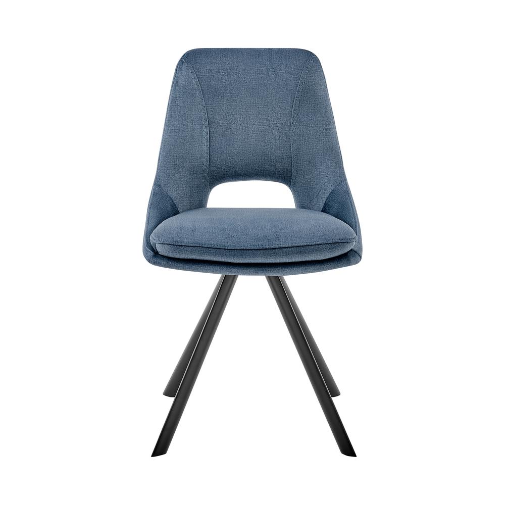 Lexi Dining Room Accent chair in Blue Velvet and Black Finish. Picture 1