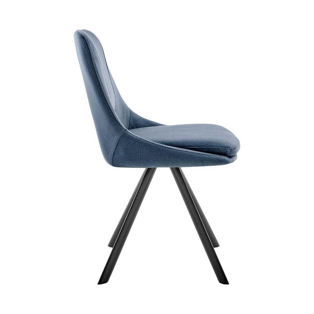 Lexi Dining Room Accent chair in Blue Velvet and Black Finish. Picture 2
