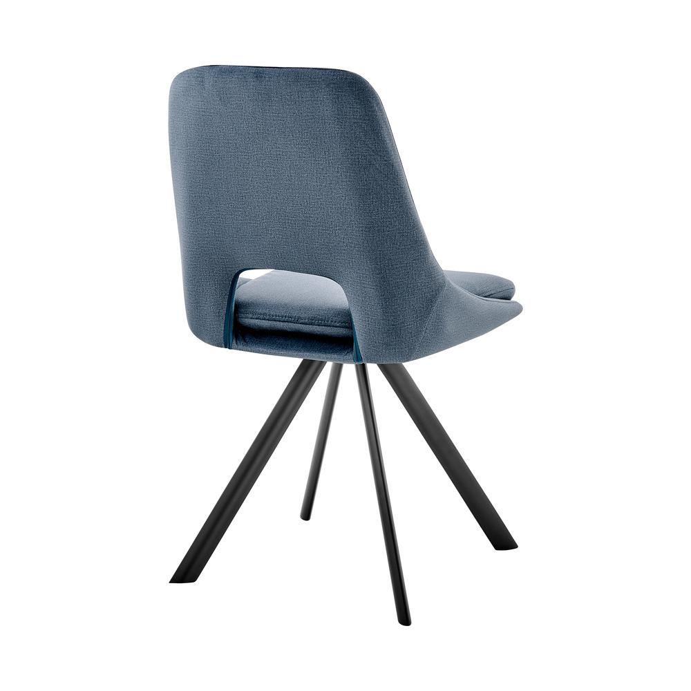 Lexi Dining Room Accent chair in Blue Velvet and Black Finish. Picture 3