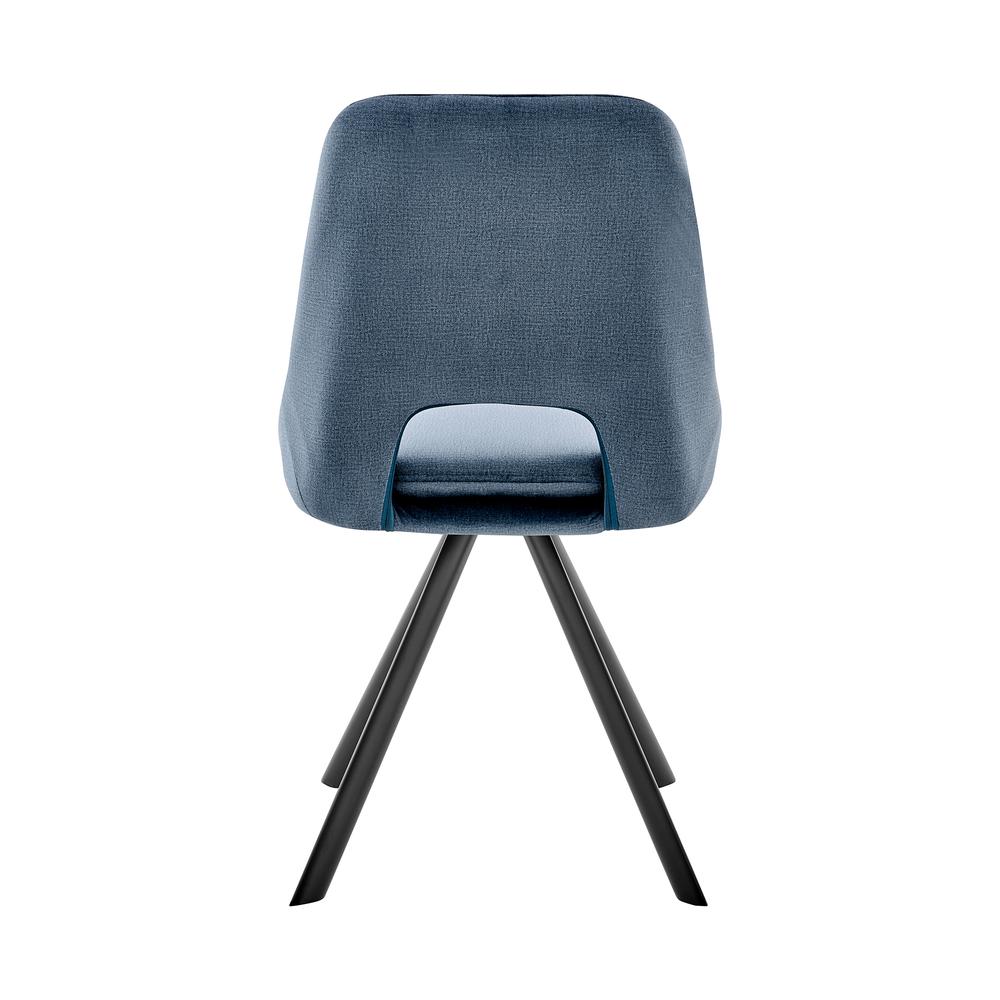 Lexi Dining Room Accent chair in Blue Velvet and Black Finish. Picture 4