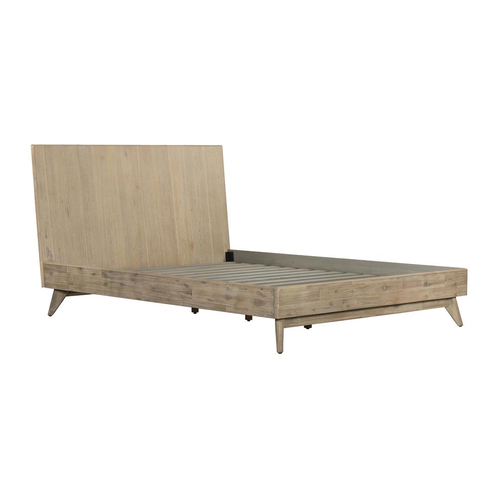 Baly Acacia Mid-Century Gray Sandblast Platform King Bed. Picture 1