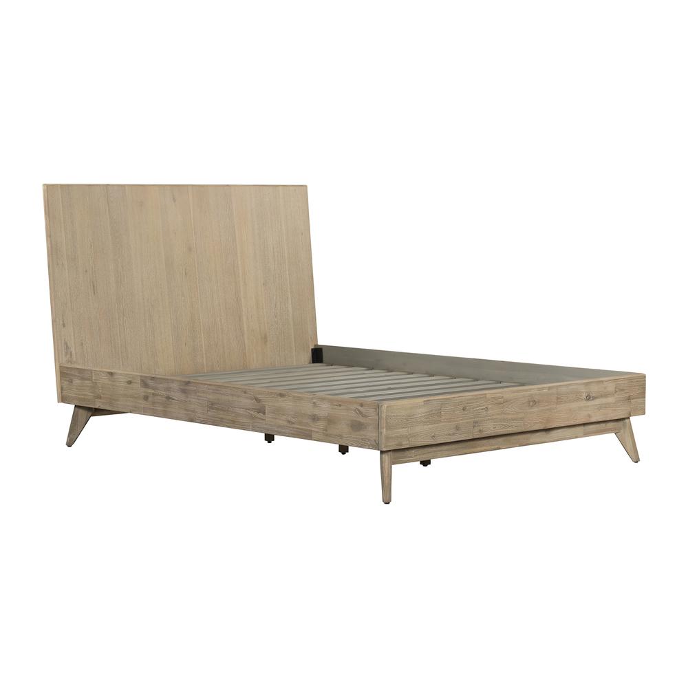 Baly Acacia Mid-Century Gray Sandblast Platform Queen Bed. Picture 1