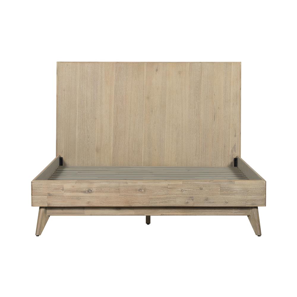 Baly Acacia Mid-Century Gray Sandblast Platform Queen Bed. Picture 2