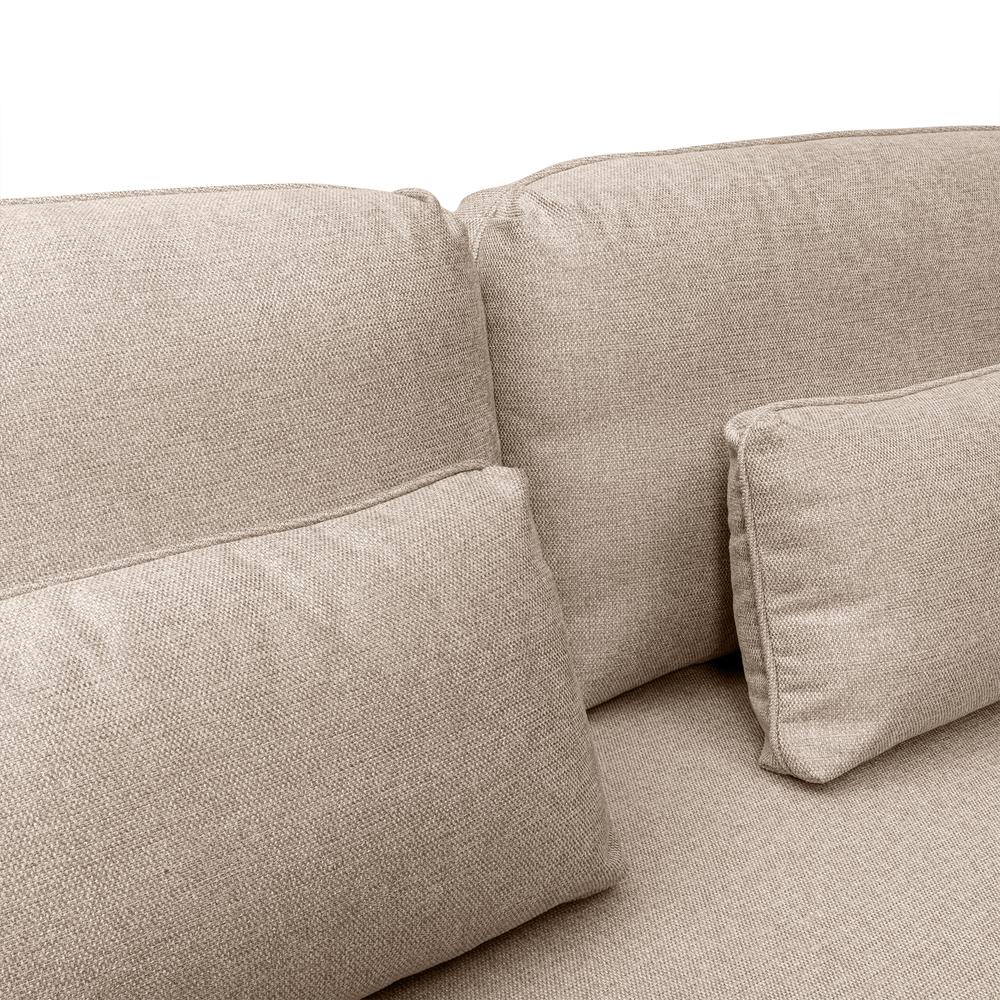Lilou 77" Beige Fabric Sofa with Antique Brass Metal Legs. Picture 7