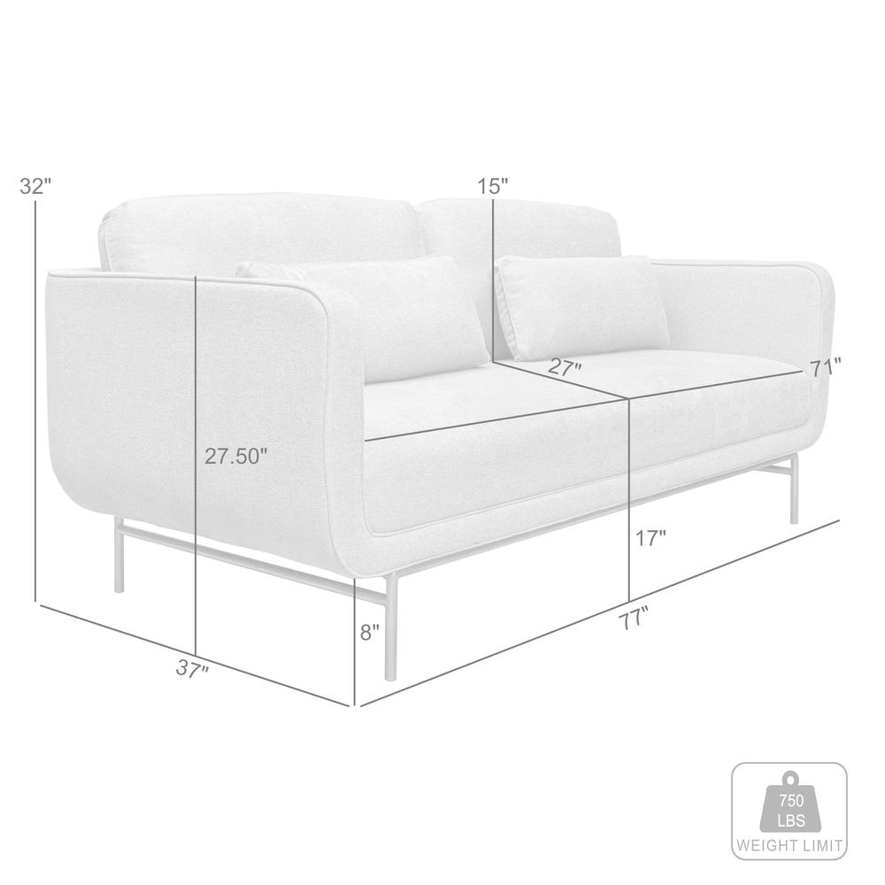 Lilou 77" Beige Fabric Sofa with Antique Brass Metal Legs. Picture 8