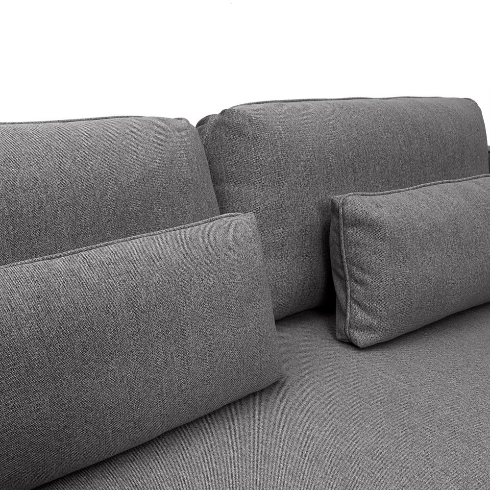 Lilou 77" Gray Fabric Sofa with Antique Brass Metal Legs. Picture 7