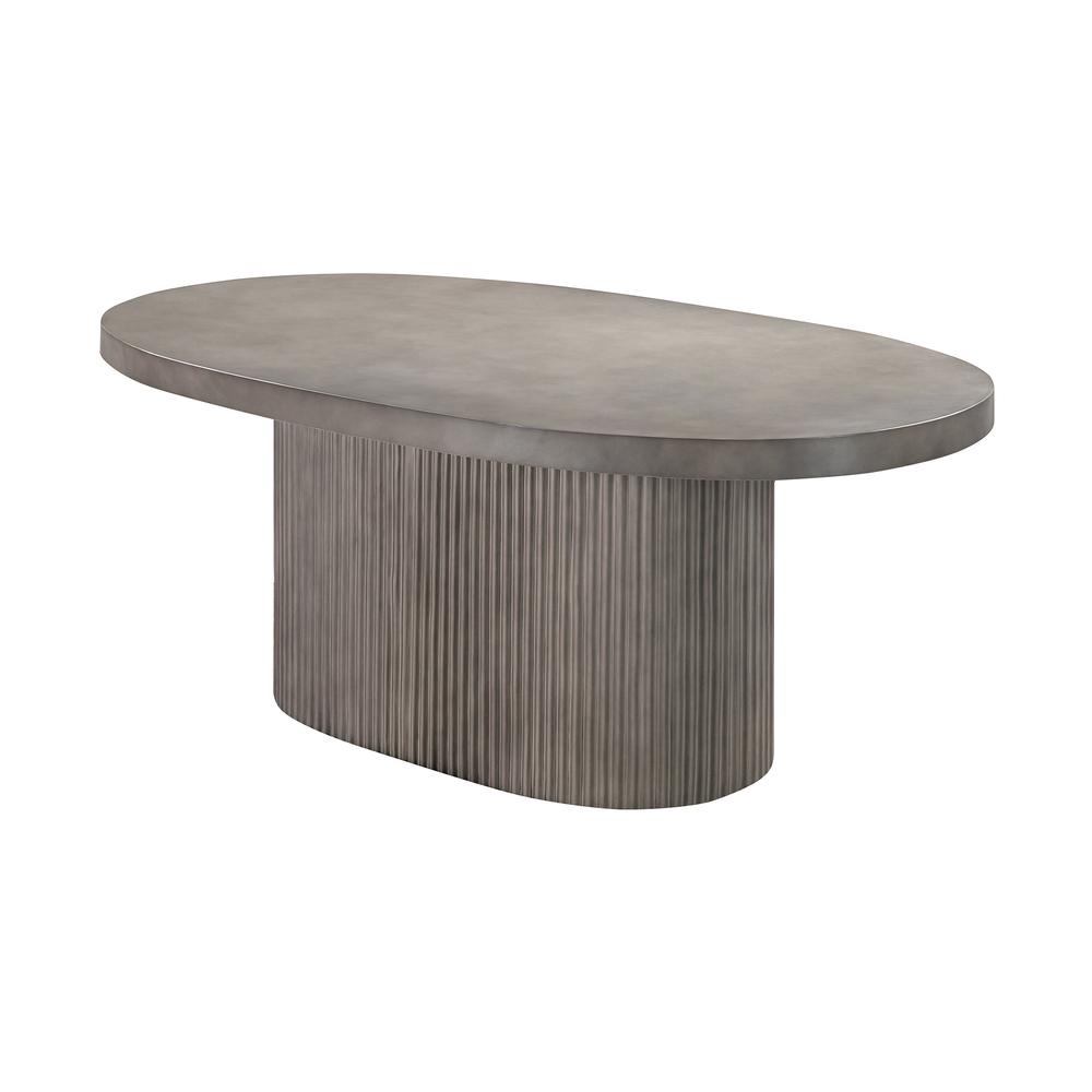 Wave Oval Dining Table in Grey Concrete. Picture 1