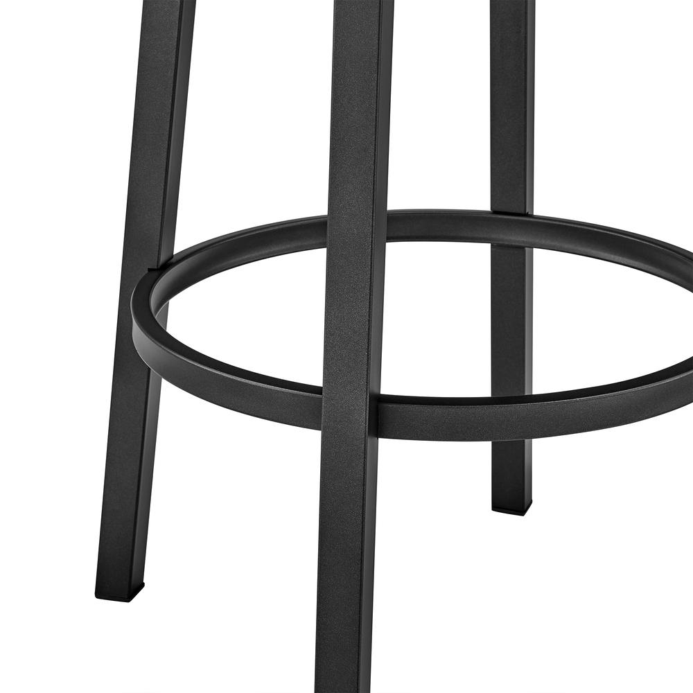 Lorin 30" Bar Height Swivel Bar Stool in Black Finish and Black Faux Leather. Picture 8