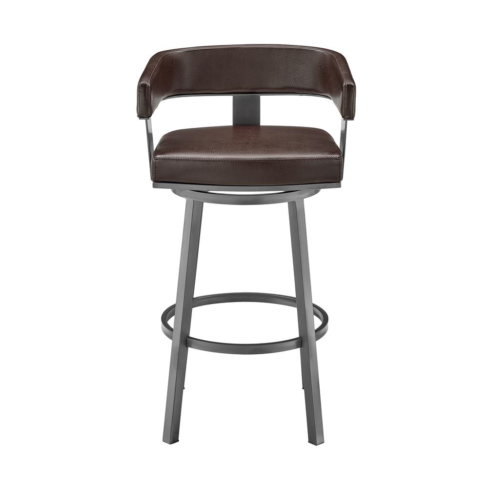 Lorin 26" Counter Height Swivel Bar Stool in Java Brown Finish and Chocolate Faux Leather. Picture 2