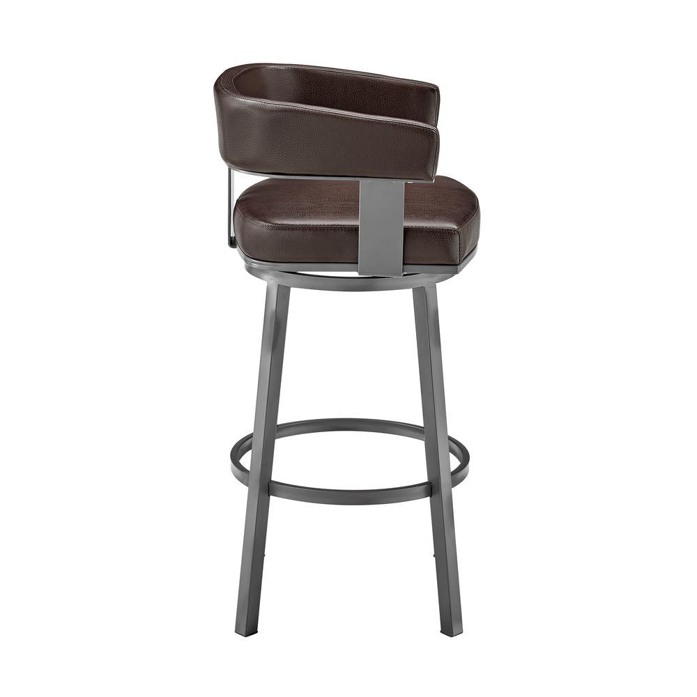 Lorin 26" Counter Height Swivel Bar Stool in Java Brown Finish and Chocolate Faux Leather. Picture 3