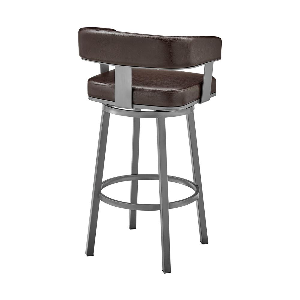 Lorin 26" Counter Height Swivel Bar Stool in Java Brown Finish and Chocolate Faux Leather. Picture 4